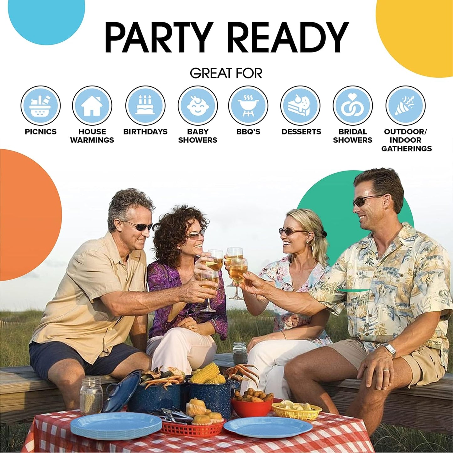 Exquisite Party Solids Light Blue Paper Plates Disposable Heavy Duty 9 Inch Light Blue Disposable Plates For Party 100 Pcs Heavy Duty 350 GSM, Birthday Supplies