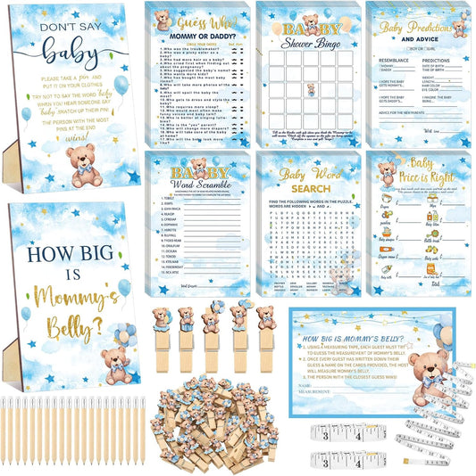 426 Pcs Bear Baby Shower Games Set-8 Games, Includes Baby Shower Bingo, Price is Right, Guess Who, Word Scramble, Prediction and Advice, How Big is Mommy's Belly, Don't Say The Words