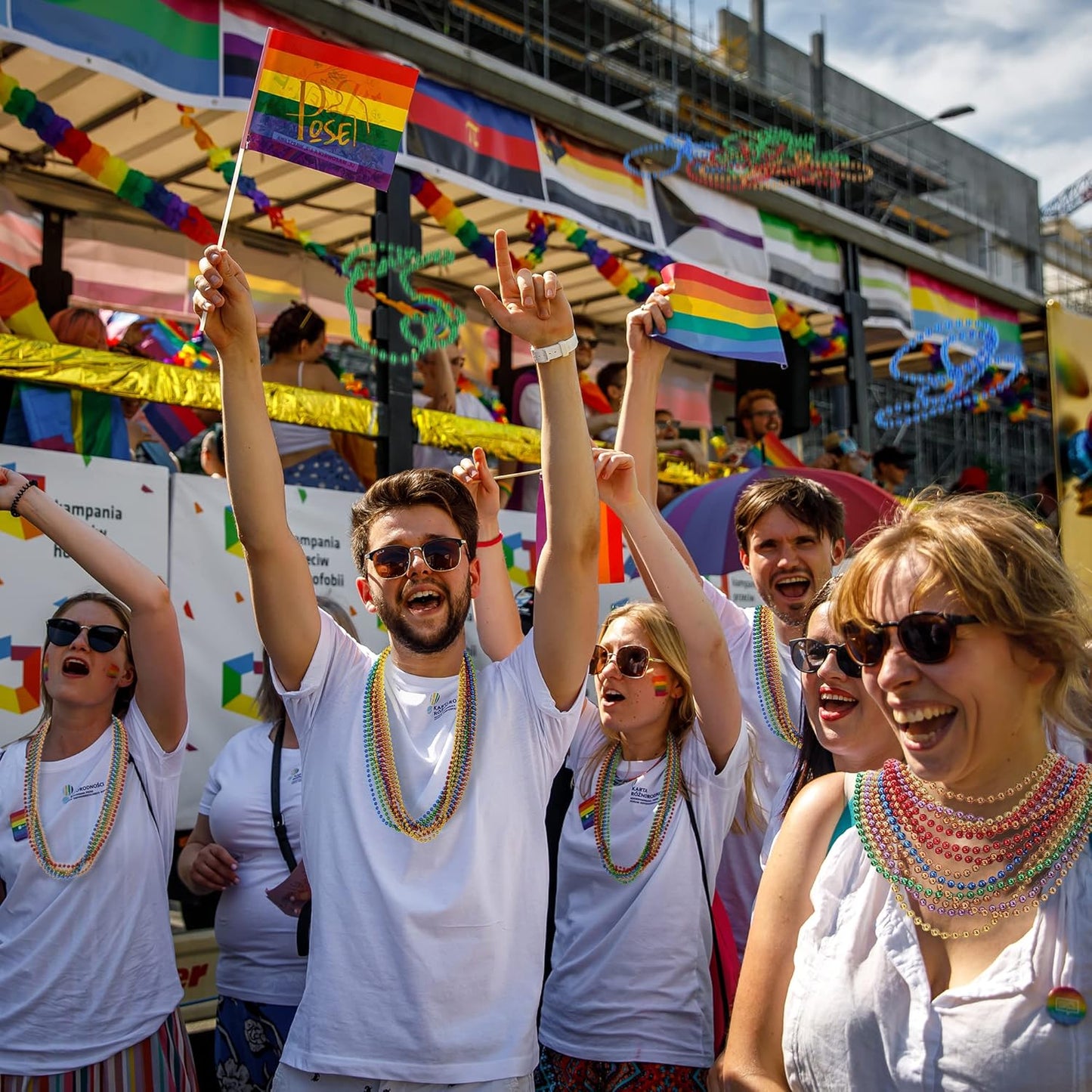 24PCS Pride Necklace Stuff, LGBTQ Beads Pride Accessories, 6 Kinds of Metallic Rainbow Beads Bulk, Gay Lesbian Pride Necklace for Women Men, Costumes Decor for Pride Month Parade Throws Party Favors