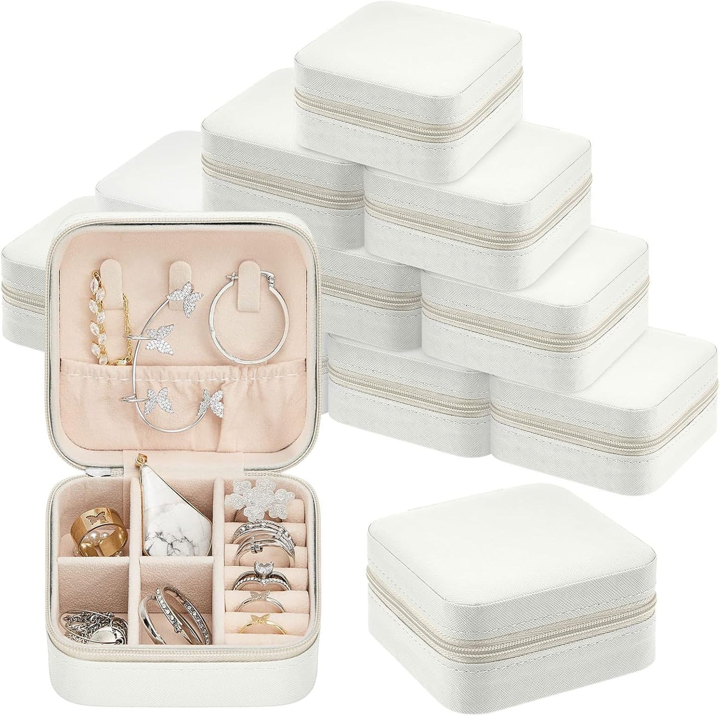 Taiyin 12 Pcs Travel Jewelry Case Bridesmaid Gift Boxes Bulk Travel Jewelry Case Small Jewels Organizer Mini Accessories Ornaments Storage for Women Girls Wedding Bridesmaids Gifts