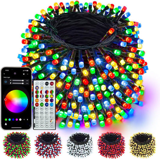 400LED Smart Color Changing Christmas Lights App Controlled, 142FT Waterproof RGB Twinkle String Light Music Sync Multiple Modes, Christmas Lights with Remote & Timer Indoor Outdoor Xmas Decorations