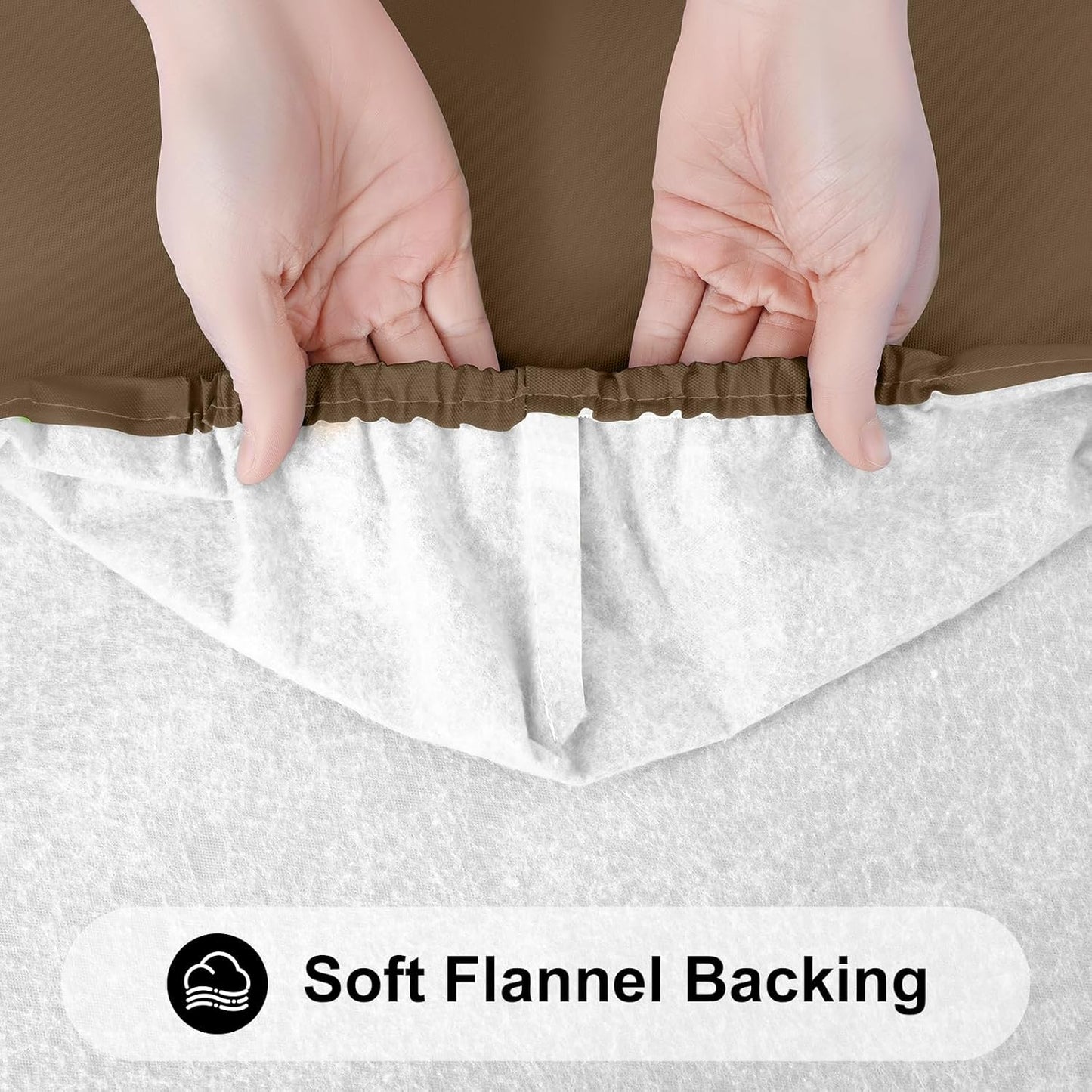 Smiry Rectangle Tablecloth, Elastic Fitted Flannel Backed Vinyl Tablecloths for 4ft Folding Tables, Waterproof Wipeable Table Covers for Indoor, Outdoor, Picnic and Camping (Brown, 30"x48")