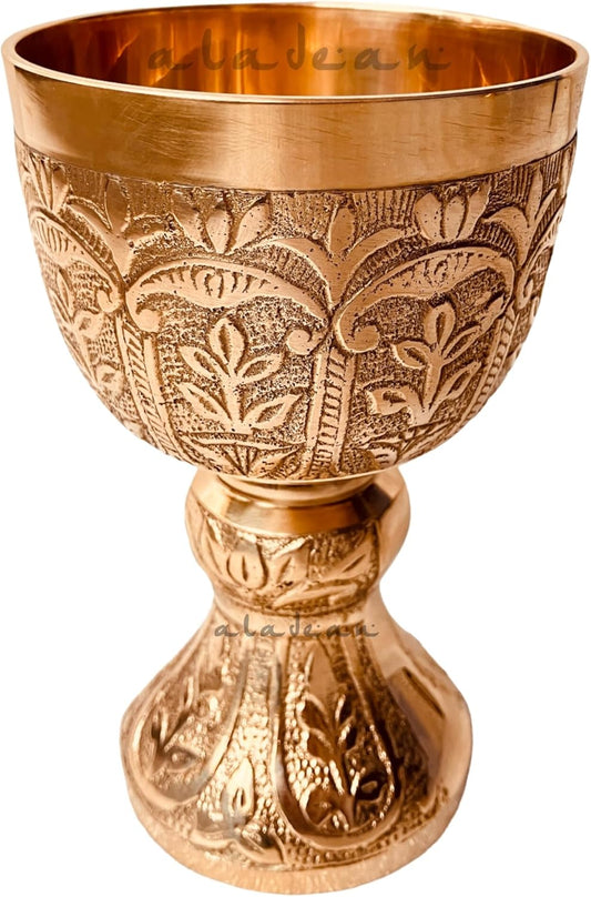 Medieval Goblet Lord's Vintage Chalice | 1x Solid Brass Royal Wine Cups - Renaissance Vintage Goblet Gifts Birthday Christmas Wedding Anniversary Ceremonial Wine Drinkware 1pc Pack (Lord's Chalice)