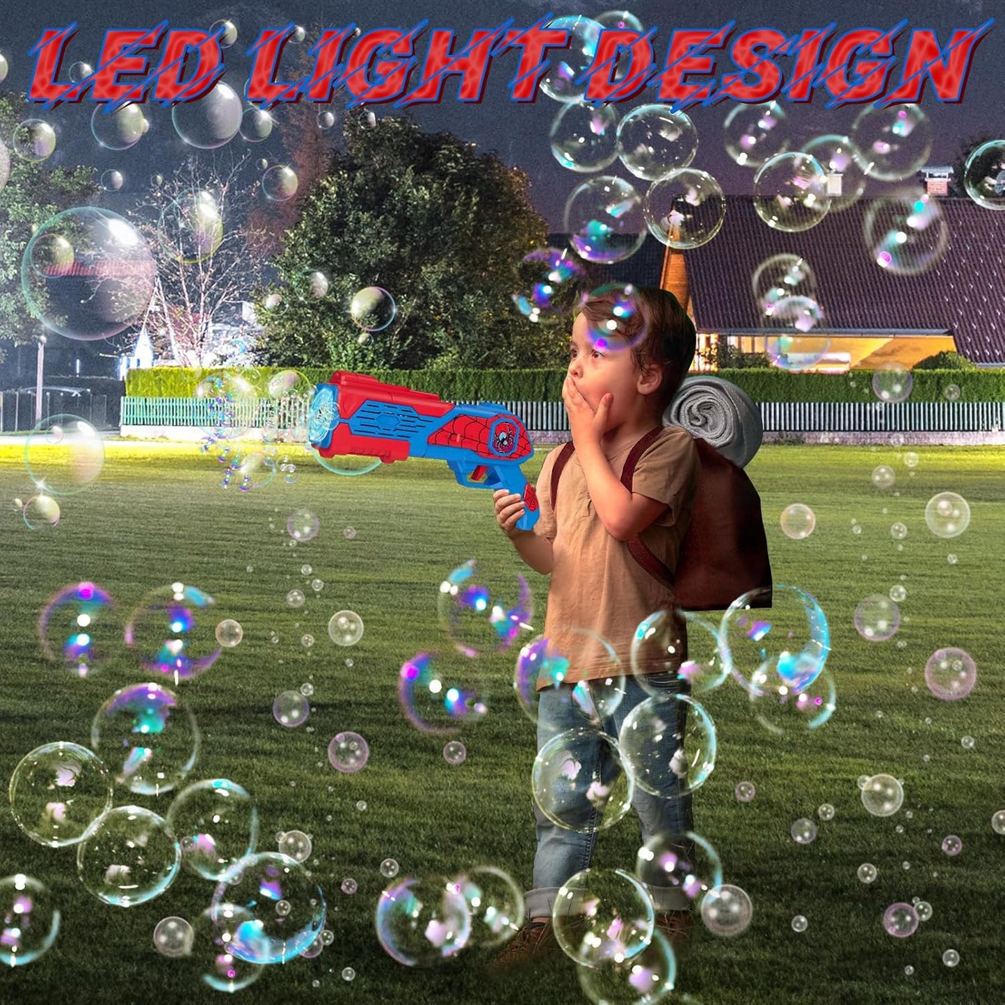 Spider-Bubble Machine Gun for Kids: Toys for 3+ Year Old Boys, Spider Toys for Boys 4-6, Outsider&Outdoor Toy for Toddlers 3-5, Christmas, Summer, Wedding, Party Favors, Halloween, Birthday Gifts