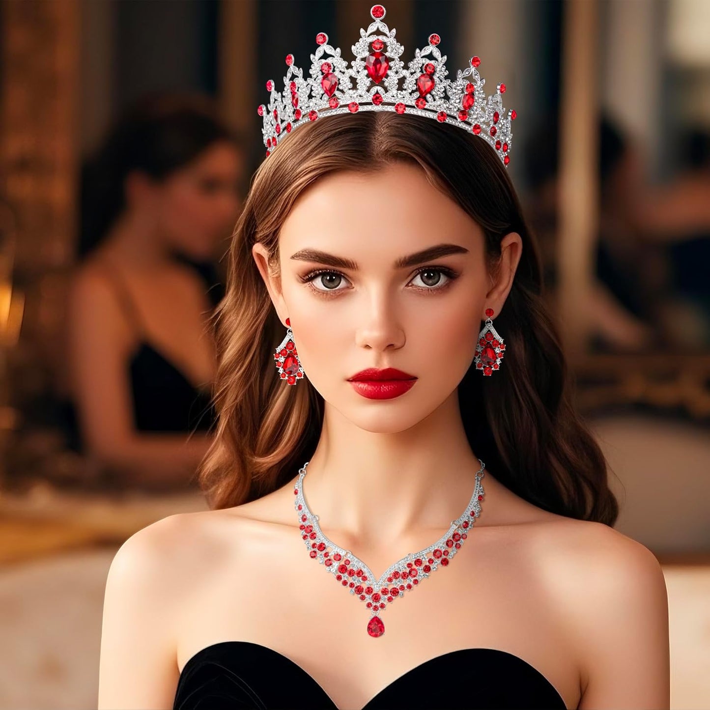 Crowns and Tiaras jewelry sets for Wedding princess birthday party Halloween Prom Pageant Jewelry for Women Crystal Bridal Jewelry Set for women