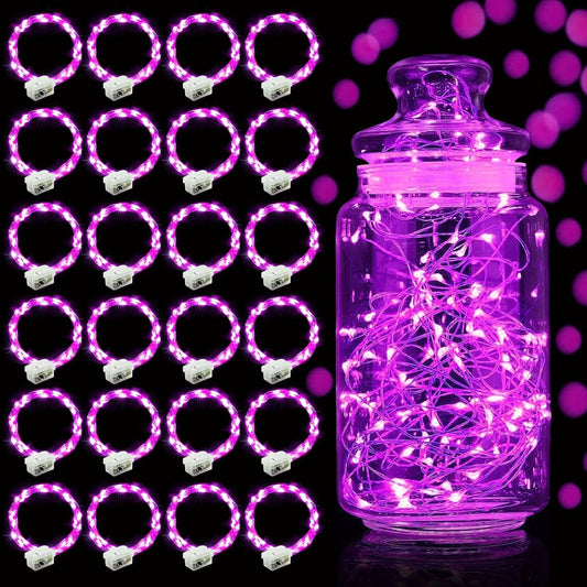 Aogist Led Fairy Lights 3 Modes Battery Operated String Lights Waterproof Silver Wire 7 Feet Firefly Starry Moon Mason Jar Lights for DIY Wedding Party Christmas (Pink, 20 Pack)