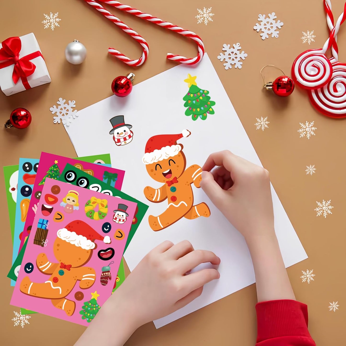 36 Sheets Christmas Stickers for Kids Christmas Crafts Party Favors for Kids,Make Your Own Stickers Party Activity Games Supplies Classroom Gifts Decorations