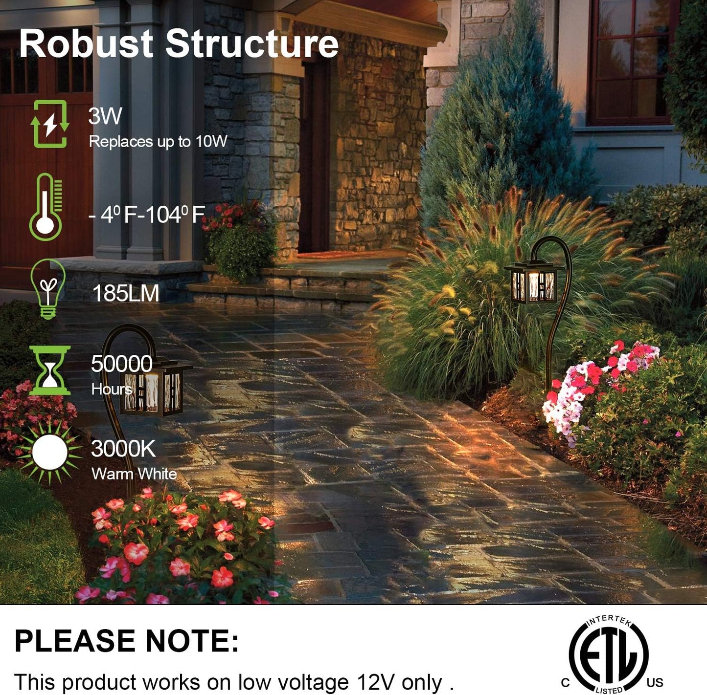 hykolity Low-Voltage Outdoor Integrated LED Landscape Lighting, 3W 185LM Oil-Rubbed Bronze Pathway Light for Yard Lawn, Die-Cast Aluminum Construction, 4-Pack, ETL Listed, 15-Year Lifespan