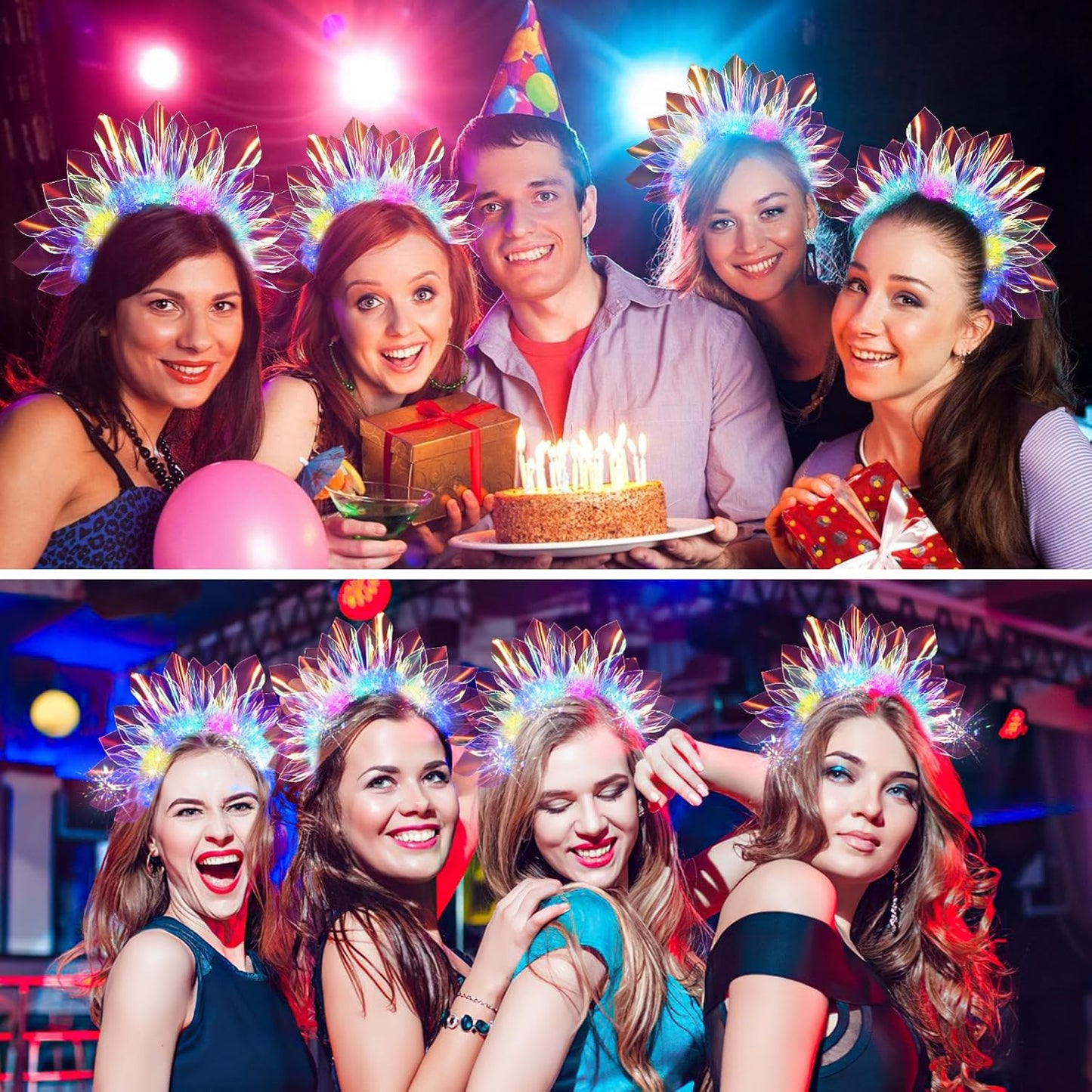 LED Headband Light Up Headband, Glow In The Dark Party Supplies, Glow Party Crown Hair Accessories for Women & Girls, Glow In The Dark Flashing Hair Band for Raves, Concerts, Halloween, Christmas