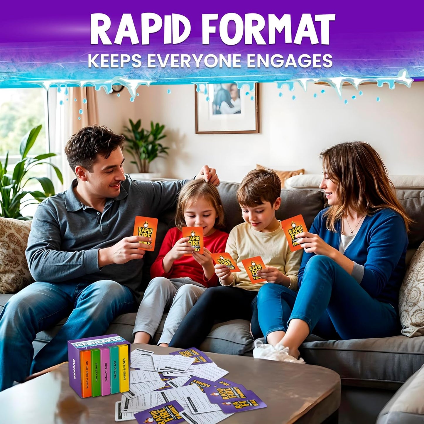 QUOKKA Family Conversation Cards Game - Break The Ice Game for Kids and Families - Icebreaker Cards with 500+ Questions - Family Games for Kids 8-12 - Perfect for Family Night I Premium Version