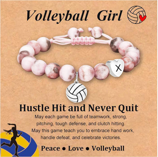 Stocking Stuffers for Teen Girls -Volleyball/Softball Bracelet Heart Initial Gifts Sports Accessories Jewelry Gift Ideas for Teen Girls Women for Christmas Birthday