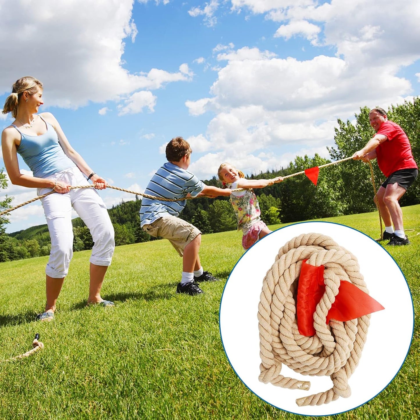 Outdoor Games Tug of War Rope for Kids and Adults, Field Day Family Reunion Birthday Party Games, Outside Lawn Games, Camping Picnic Carnival Games, Team Building Activities