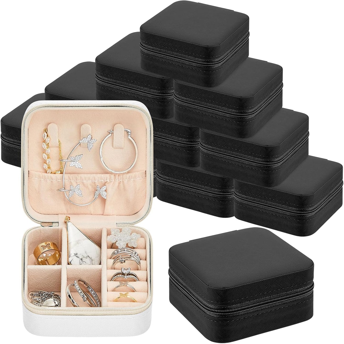 Taiyin 12 Pcs Travel Jewelry Case Bridesmaid Gift Boxes Bulk Travel Jewelry Case Small Jewels Organizer Mini Accessories Ornaments Storage for Women Girls Wedding Bridesmaids Gifts