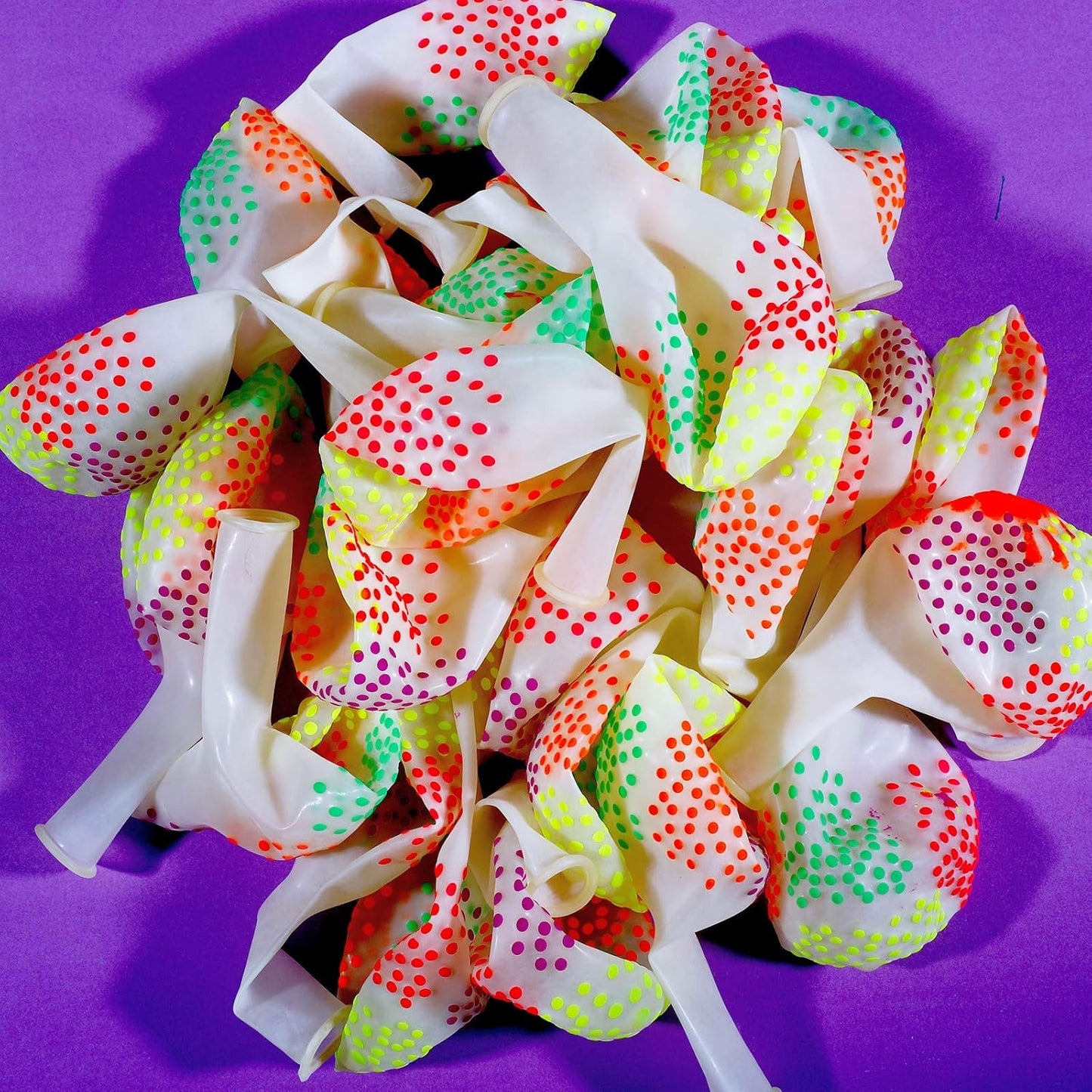 32 Pcs Glow in The Dark Party Supplies Halloween Neon Party Favors with 25 Fluorescent Balloon 6 Rolls 98.4 ft UV Blacklight Luminous Tape 14.4 ft Neon Streamer Garland for Adults(Clear Dot)