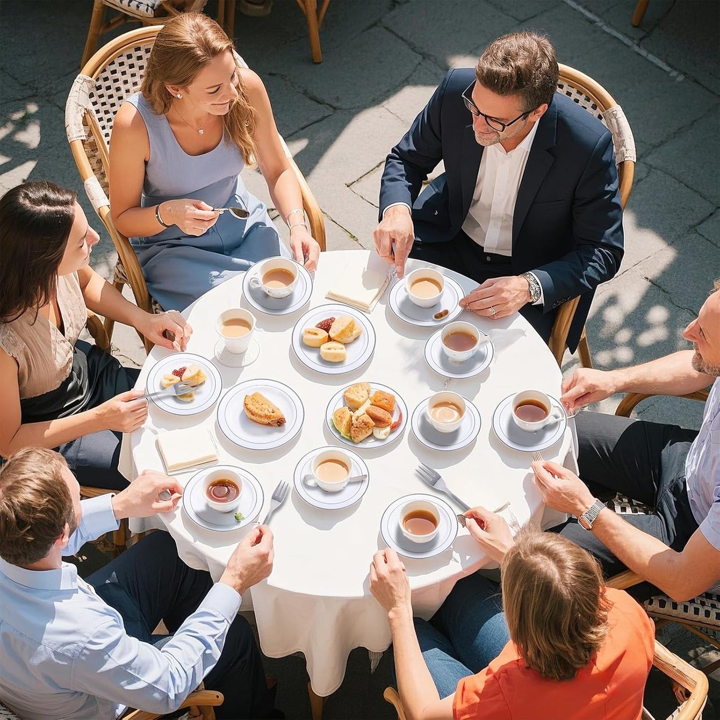 WELLIFE 240PCS Silver Plastic Dessert Plates - Includes 120PCS Silver Forks, 120PCS 6.3 Inch Salad & Appetizer Plates - Perfect for Weddings & Parties