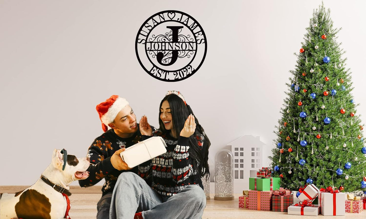 Custom Wedding Gifts - Personalized Name Signs, Monogram Wall Decor - Last Name Signs, Metal Wall Art