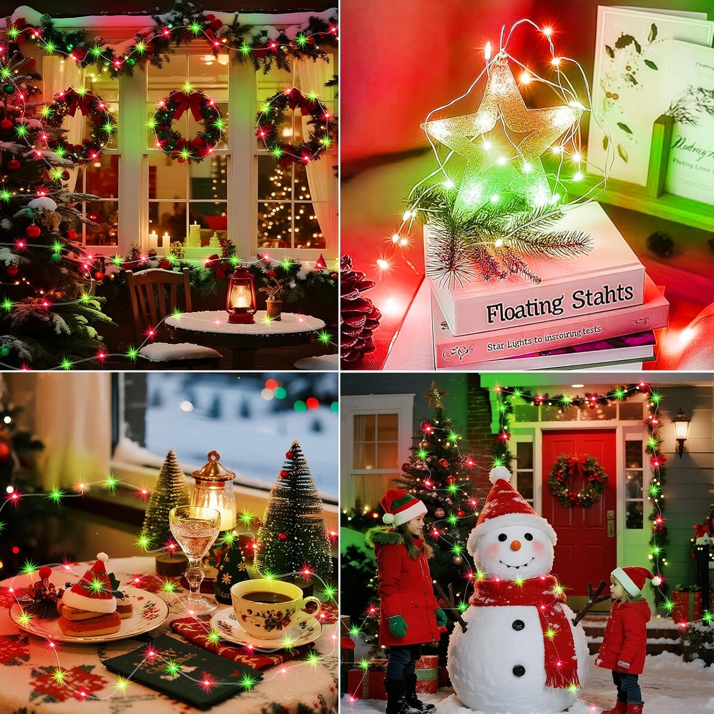 ZGWJ 8 Pack Christmas Fairy Lights Battery Operated, 7ft 20LED Mini Fairy String Lights Silver Wire 3 Modes Waterproof for Christmas Tree DIY, Parties, Bedroom Decorations Red&Green