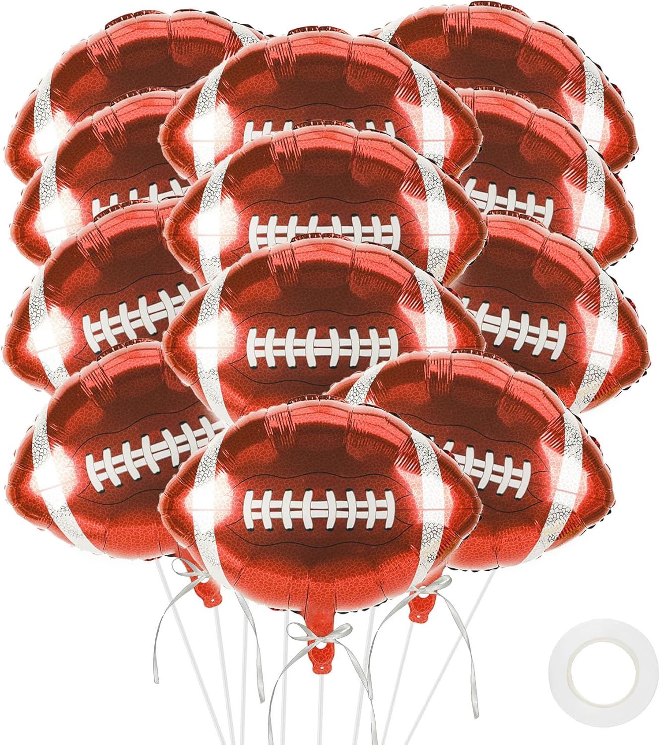12 PCS 18 Inch Football Balloons Birthday Party Favors Supplies Rugby Ball Balloons Football Themed Party Decorations Large Giant Sports Balloon Superbowl Christmas Mylar Foil Helium Aluminum Balloon