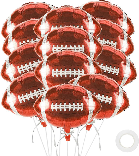 12 PCS 18 Inch Football Balloons Birthday Party Favors Supplies Rugby Ball Balloons Football Themed Party Decorations Large Giant Sports Balloon Superbowl Christmas Mylar Foil Helium Aluminum Balloon