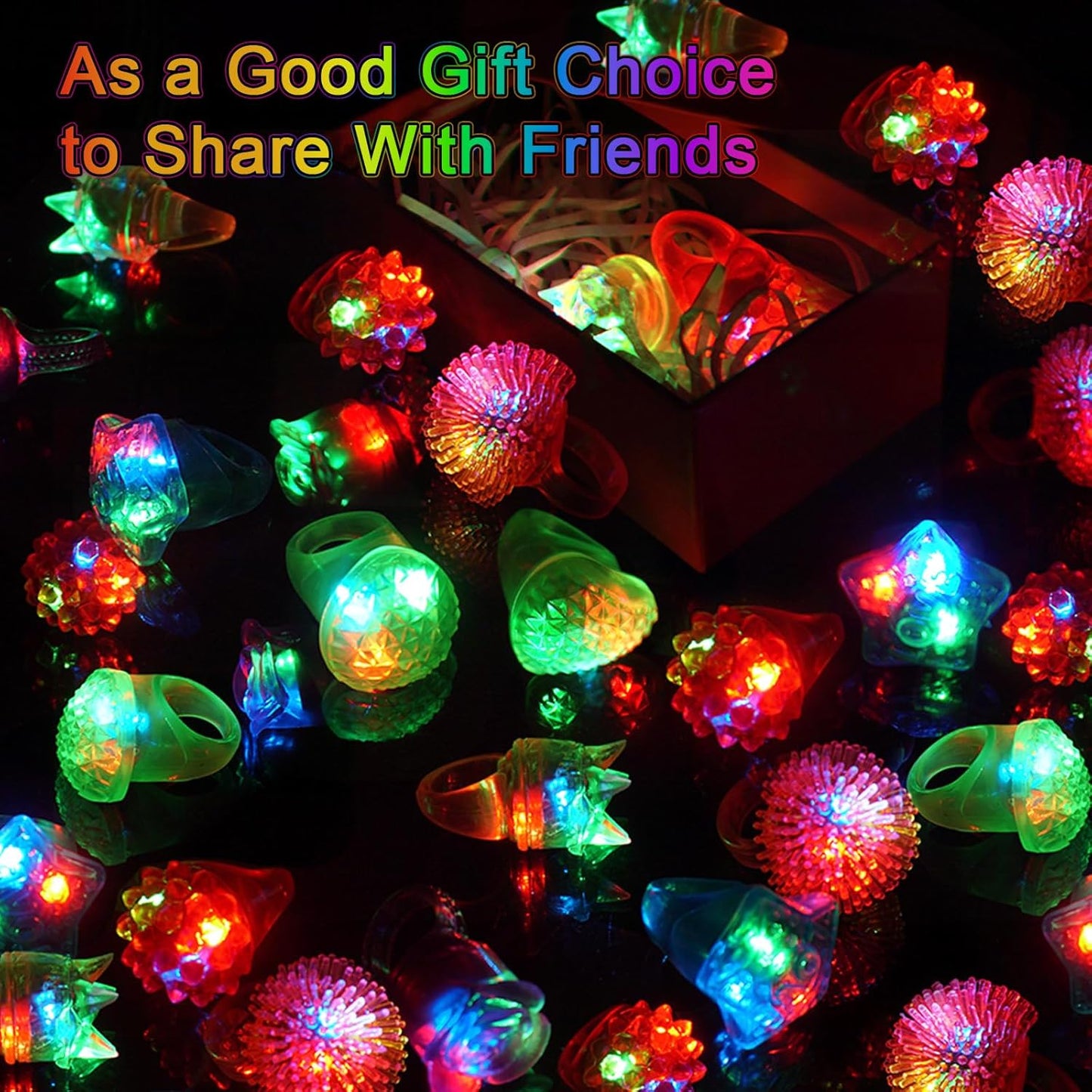 Light Up Rings, Glow In The Dark Party Supplies, 6 Style Flashing Glow In The Dark Rings