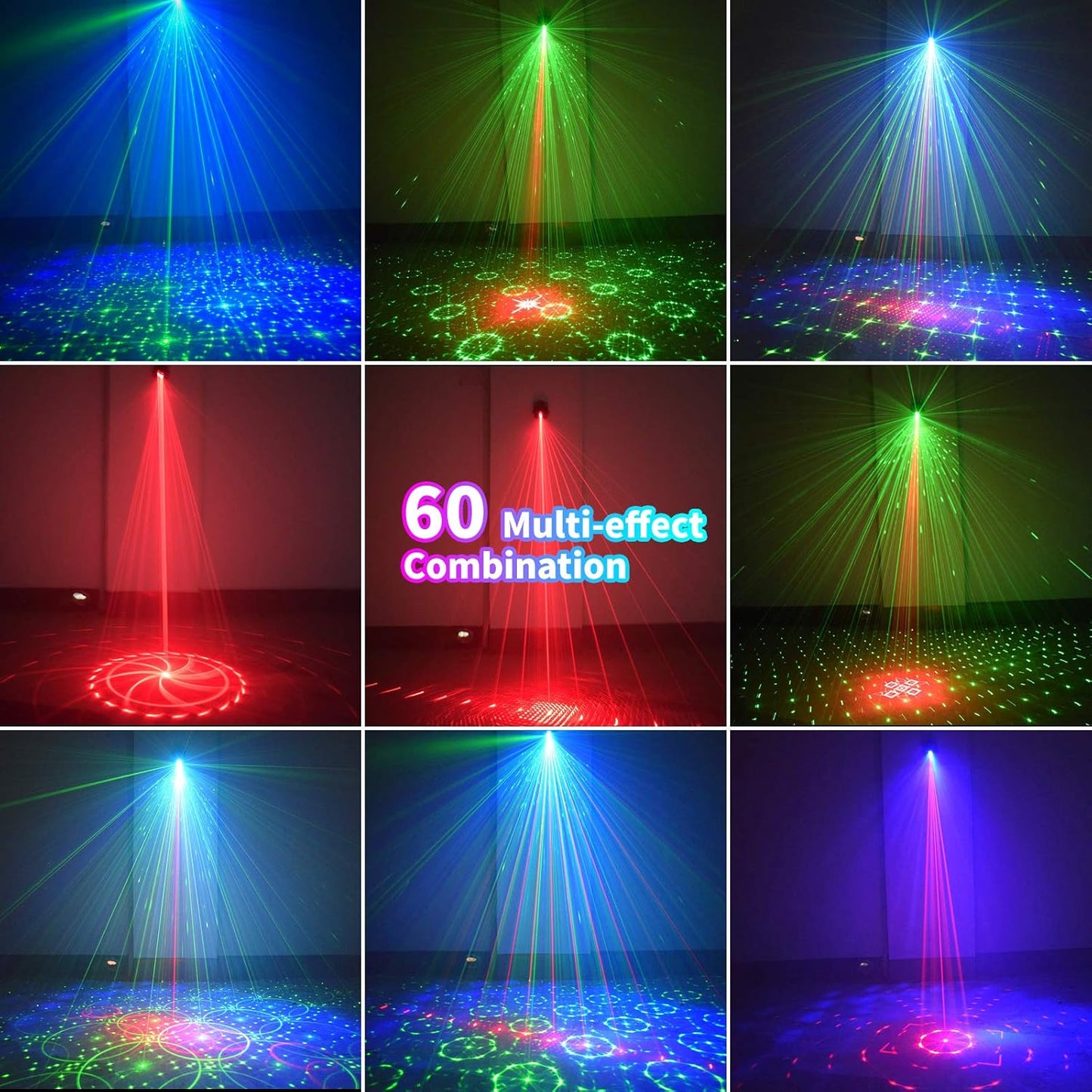 DJ Disco Stage Party Lights, LED Sound Activated Laser Light RGB Flash Strobe Projector with Remote Control for Christmas Halloween Decorations Karaoke Pub KTV Bar Dance Gift Birthday Wedding
