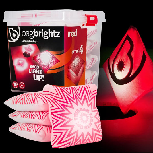 Brightz BagBrightz LED Cornhole Bags, 4-Pack - Cornhole Bean Bags That Light Up - Next Level Gameplay Experience! - 6+ Hours of Glow Time - Sold in Packs of 4 - Select Your Team Colors!