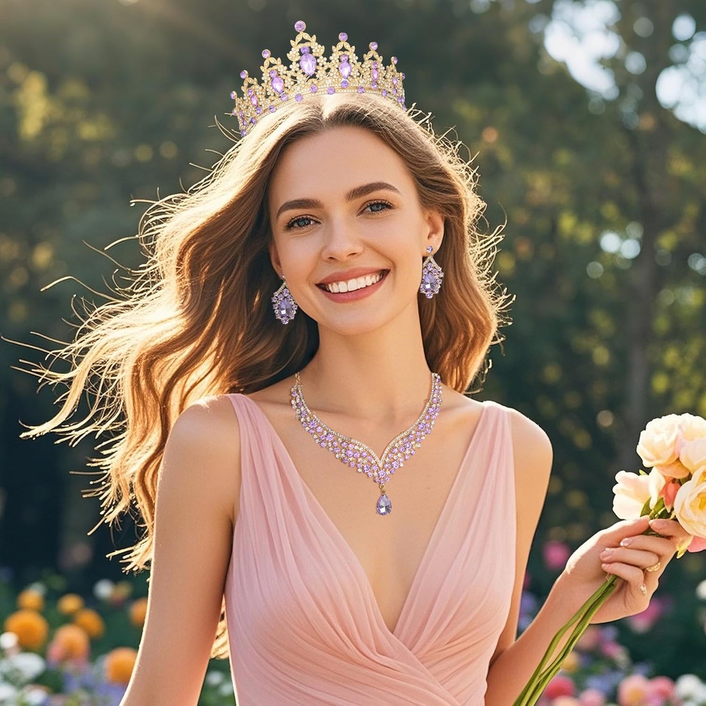 Crowns and Tiaras jewelry sets for Wedding princess birthday party Halloween Prom Pageant Jewelry for Women Crystal Bridal Jewelry Set for women