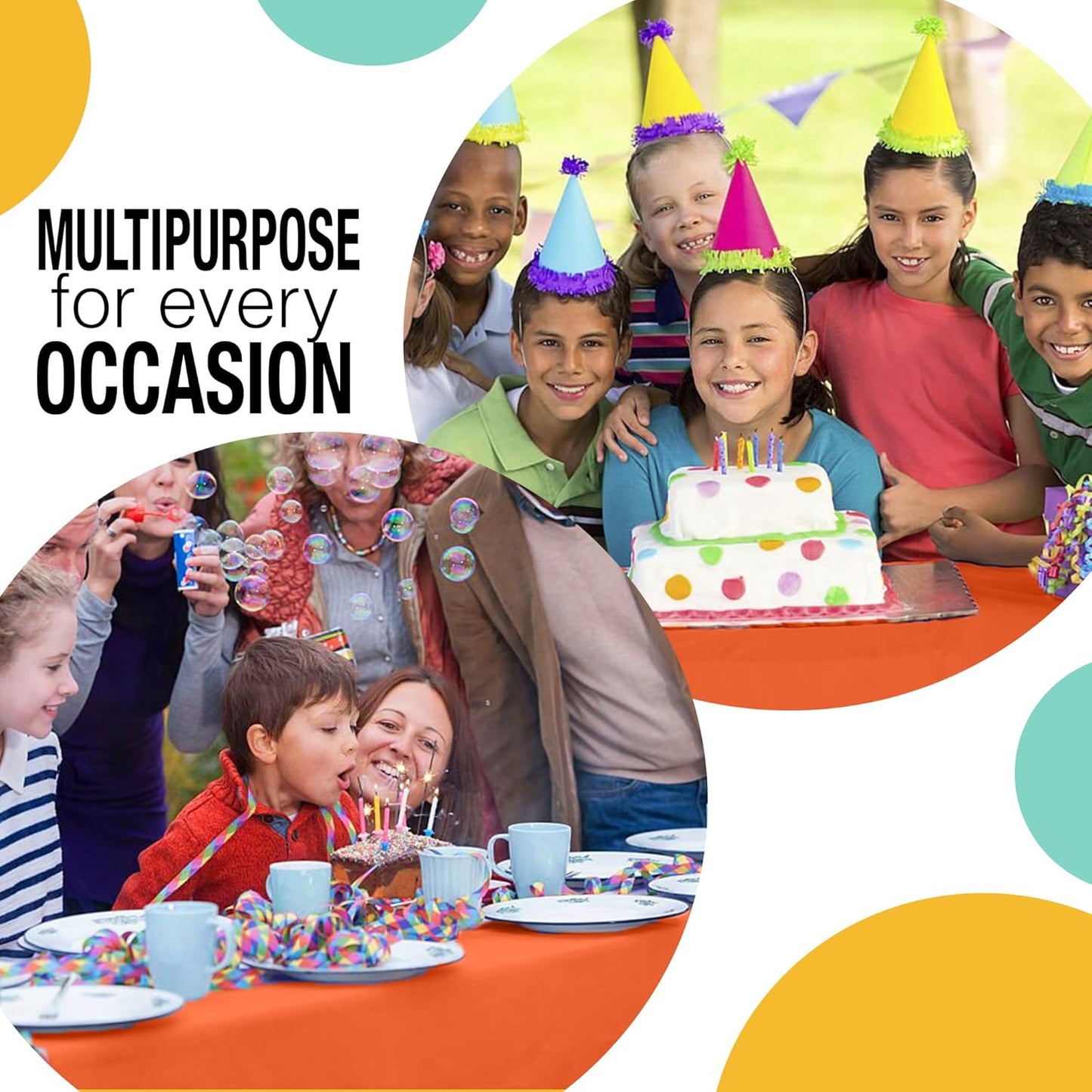 Party Solids 54 Inch X 100 Feet Orange Plastic Table Cover Roll in A Cut - to - Size Box with Convenient Slide Cutter. Cuts Up to 12 Rectangle 8 Feet Plastic Disposable Tablecloths