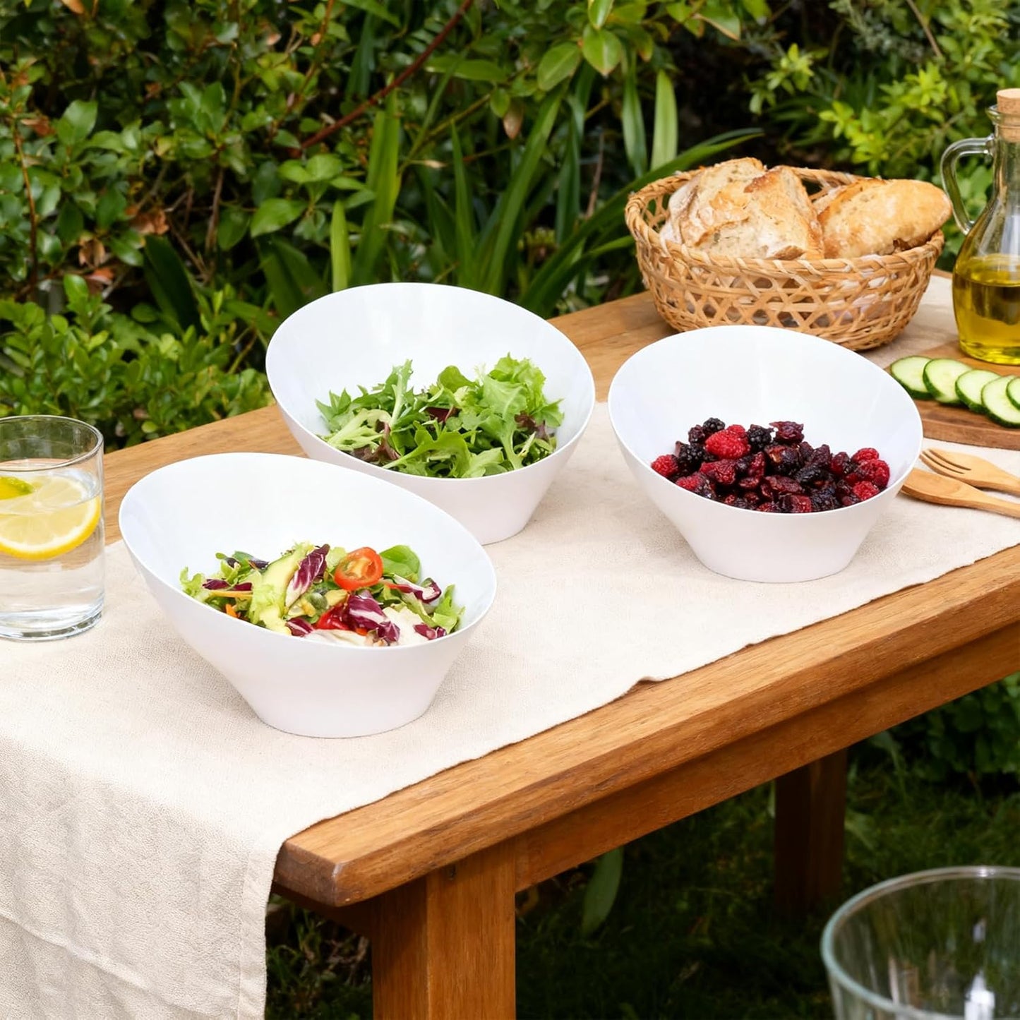 12pack White Plastic Bowl Disposable,20oz Plastic Party Bowls,Snack Party Bowls for Chip, Candy, Salad, Snacks, Fruit