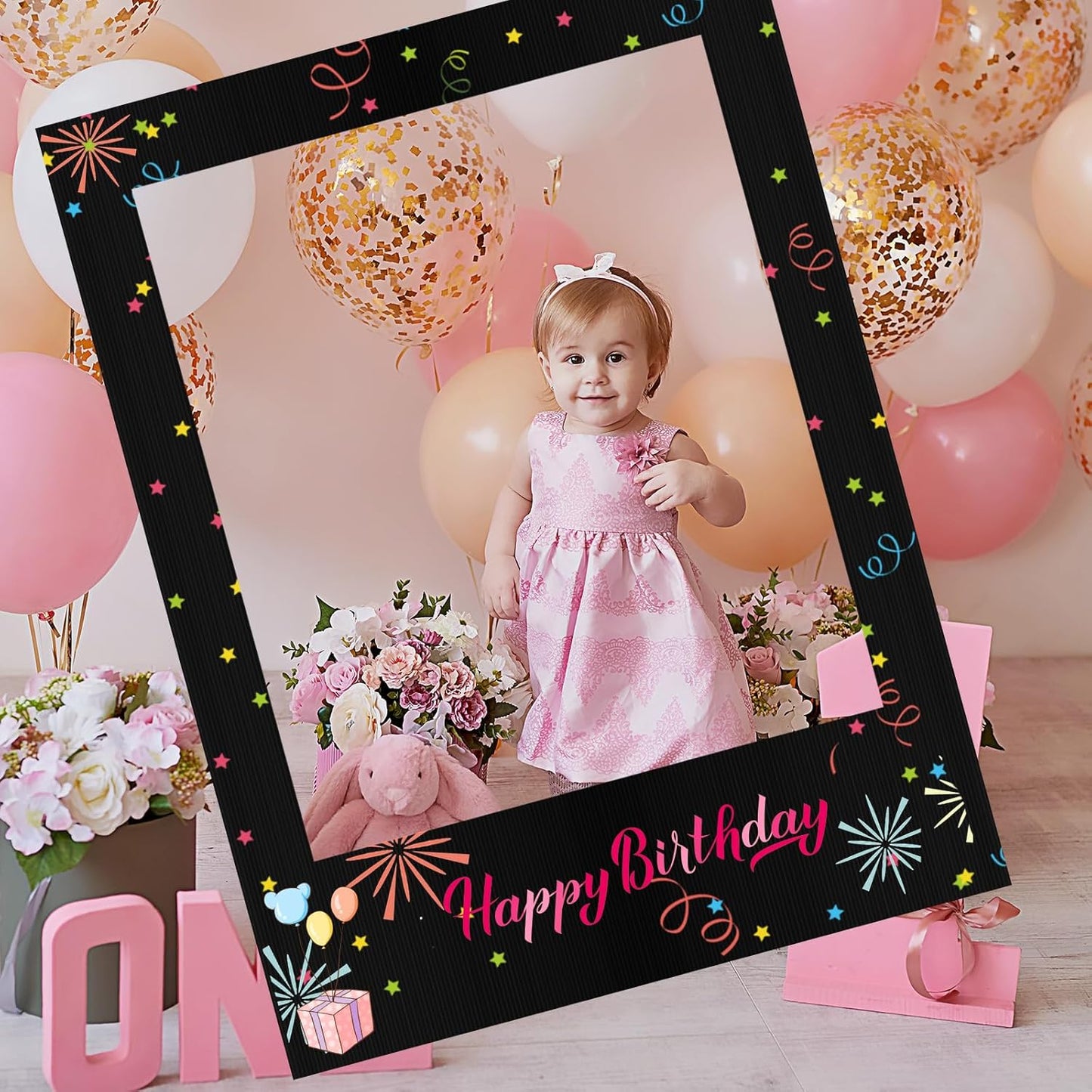 32 x 24 Inch Photo Booth Selfie Frame Prop Booth for Birthday Event Parties Large Blank DIY Cutout Props for Funny Decoration Christmas, Holiday Supplies