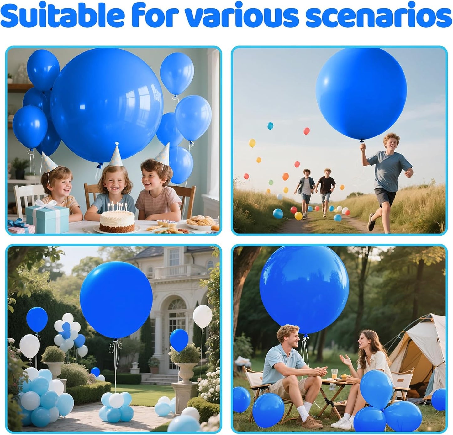 KAWKALSH Dark Blue Balloons 9pcs 36 Inch Extra Large Big Jumbo Giant Matte Navy Blue Latex Balloons for Graduation New Year Weddings Father's Day Baby Shower Birthday Party Decorations