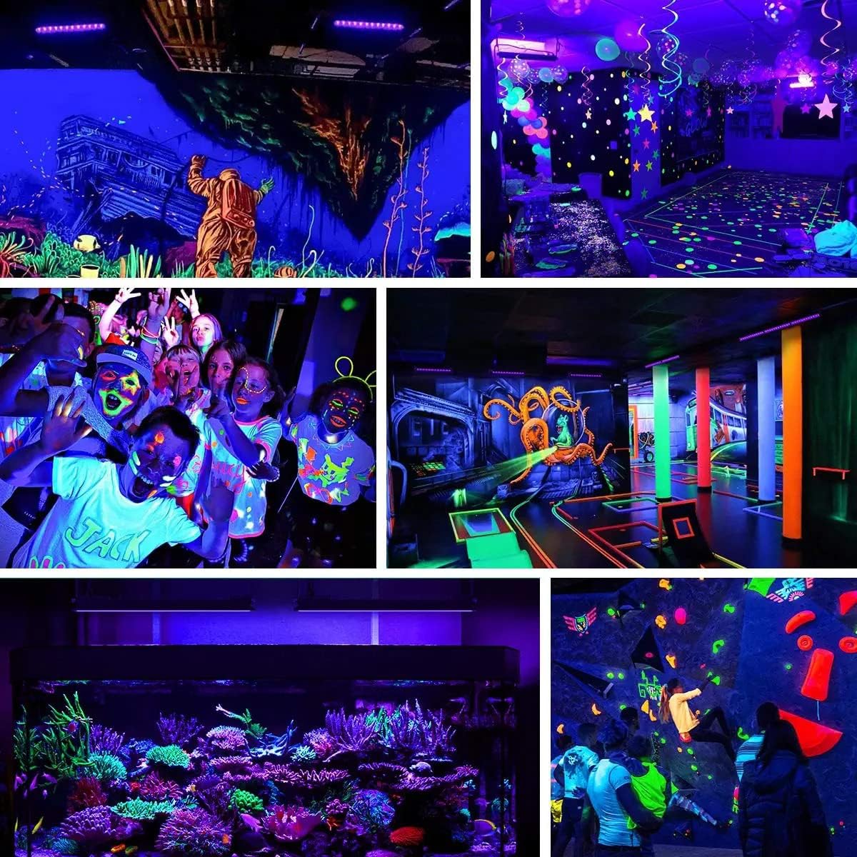 200W 2 Pack LED Black Light, Halloween Outdoor Blacklight Flood With Plug and Switch, IP66 Waterproof for Glow in The Dark, Party, Body Paint, Florescent, Aquarium
