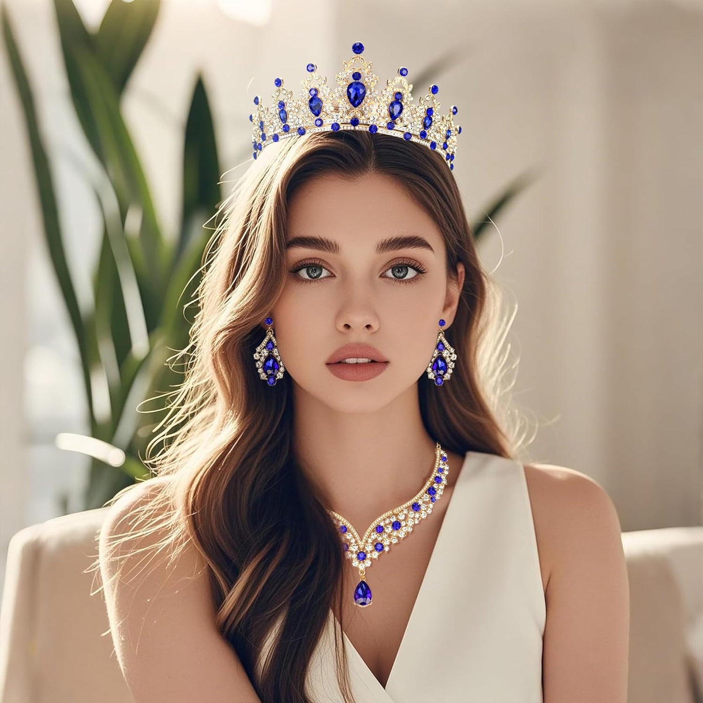 Crowns and Tiaras jewelry sets for Wedding princess birthday party Halloween Prom Pageant Jewelry for Women Crystal Bridal Jewelry Set for women