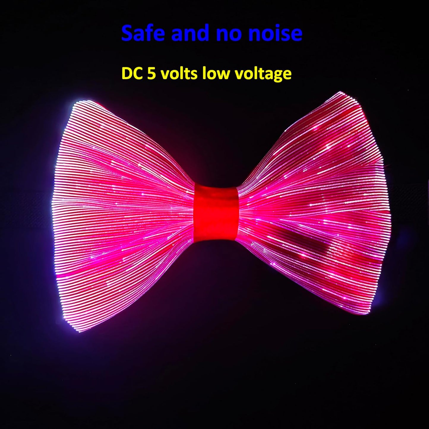 LED Light Up Bow Tie Wireless for Men - Flashing Fiber Optic Bowtie Glow in the Dark for Party Halloween Christmas