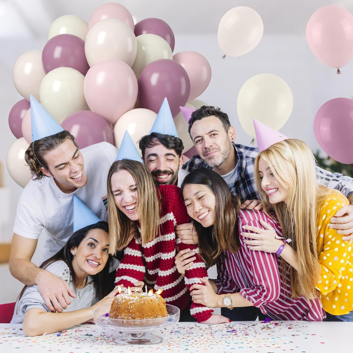 Pink and Purple Balloons, 50PCS 12Inch Dusty Purple Lavender Pastel Macaron Pink Sand White Balloon Boho Balloon for Girls Birthday Baby Shower Wedding Boho Bridal Shower Decorations