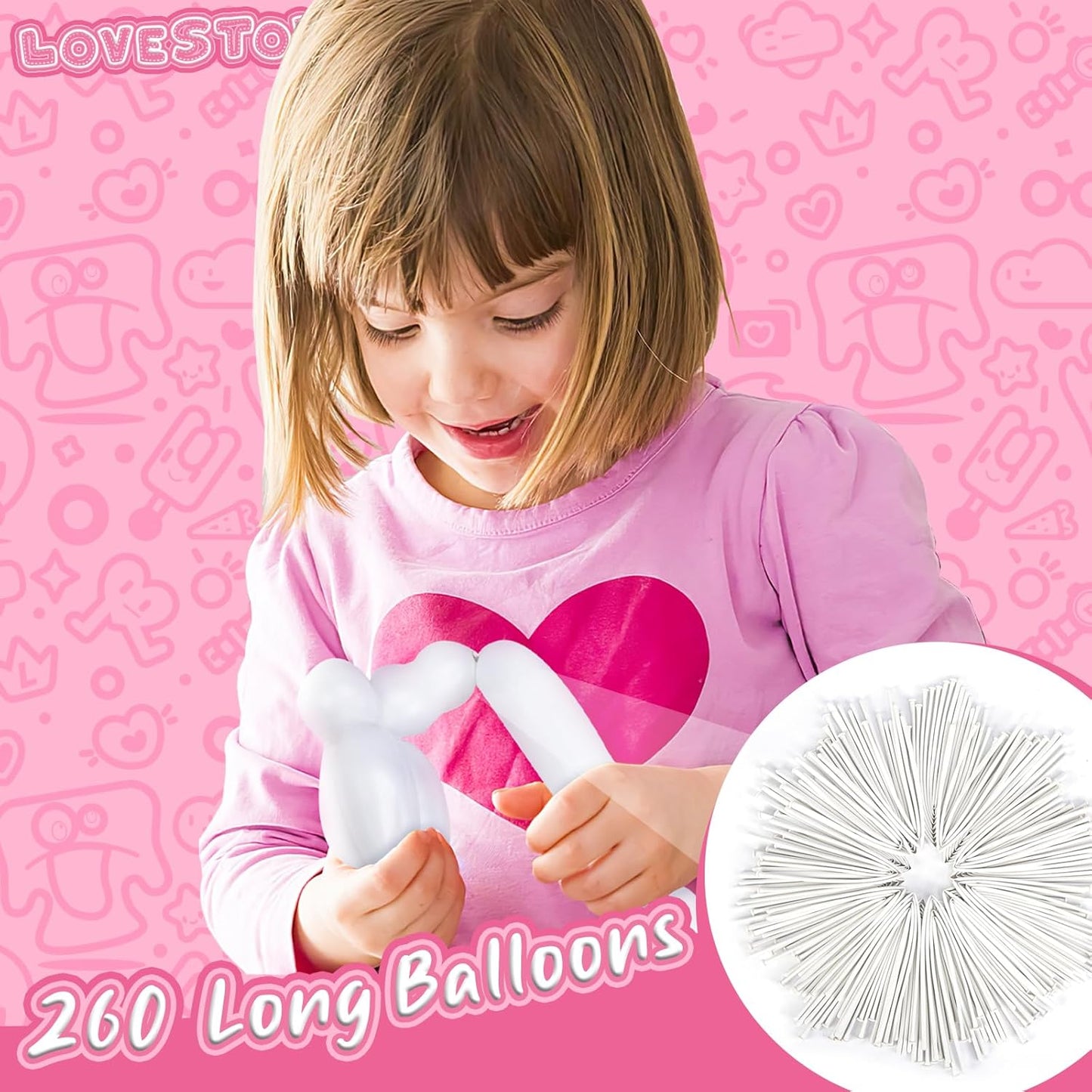 LovesTown 100PCS 260 Long Balloons, White Magic Balloons Thicken Latex Twisting for Birthday Wedding Party Decorations Ballon Arch