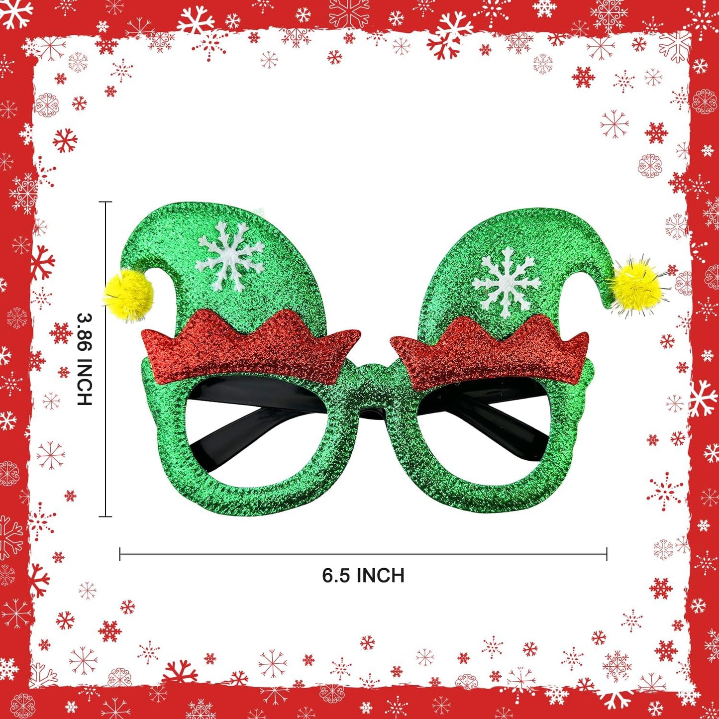 24 Pcs Christmas Glitter Accessories Bulk for Kids Adults,Christmas Party Favors Supplies Classroom Goodie Bag Stocking Stuffers,Funny Xmas Eyeglasses,Costume Prizes Decorations Photo Booth Props