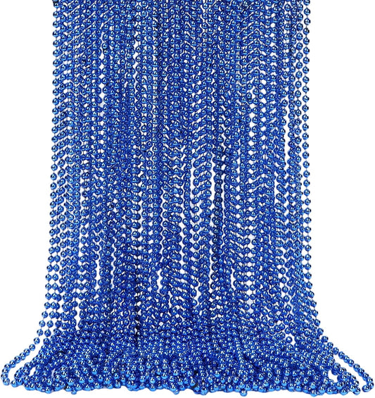 48 Pack Mardi Gras Beads Necklaces, 33 Inch Plastic Beads for Party Favors, Festival Decorations, Parade Throws, Christmas, St. Patrick's Day Celebrations