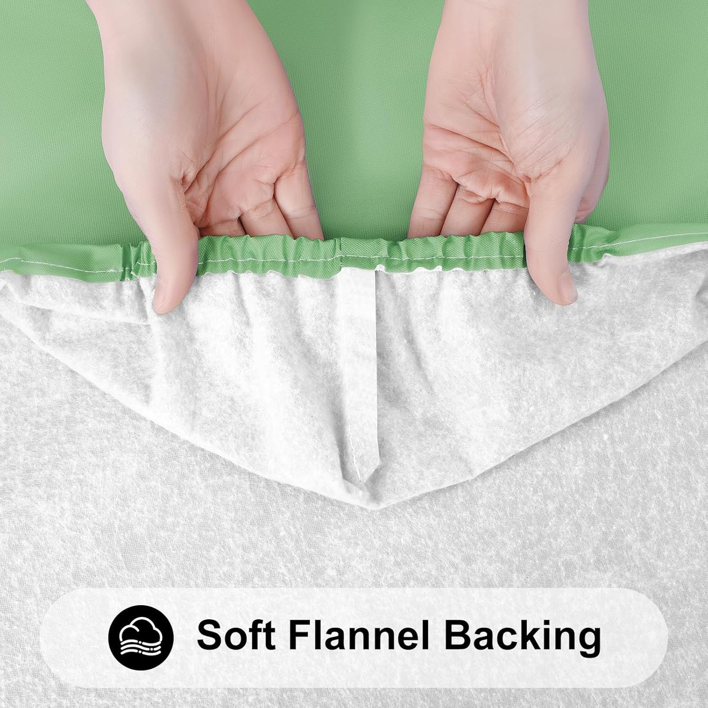 Smiry Rectangle Tablecloth, Elastic Fitted Flannel Backed Vinyl Tablecloths for 4ft Folding Tables, Waterproof Wipeable Table Covers for Indoor, Outdoor, Picnic and Camping (Sage Green, 24"x48")