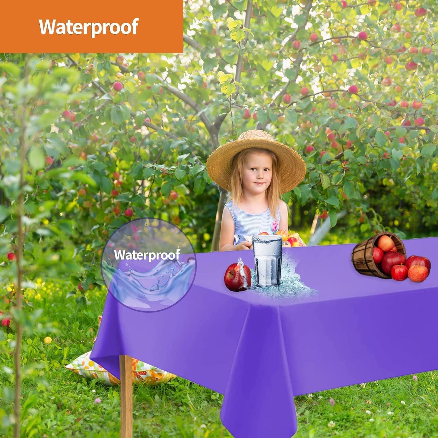 Purple Disposable Plastic Tablecloth for Rectangle Tables (48 Pack) Premium Decorative Table Cloths for Parties, Events & Weddings, Indoors & Outdoors, 54 x 108 inche