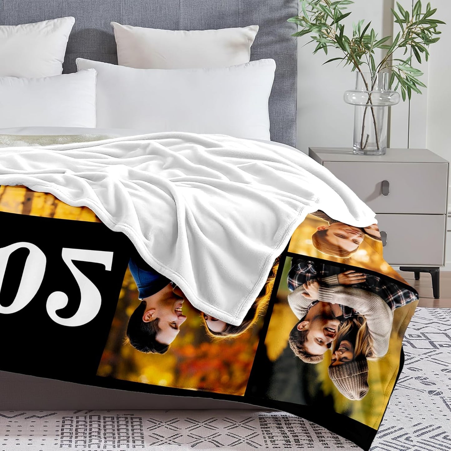 Yofair Ships Next Day, Custom Blanket with Picture Anniversary Wedding Gifts for Women Men Personalized Photo Blankets I Love You Couple Gift for Boyfriend Girlfriend Wife Husband