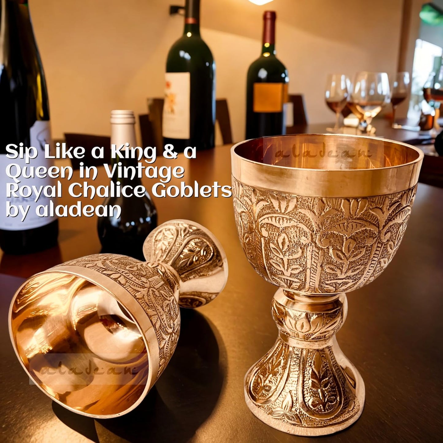 Medieval Goblet Lord's Vintage Chalice | 1x Solid Brass Royal Wine Cups - Renaissance Vintage Goblet Gifts Birthday Christmas Wedding Anniversary Ceremonial Wine Drinkware 1pc Pack (Lord's Chalice)