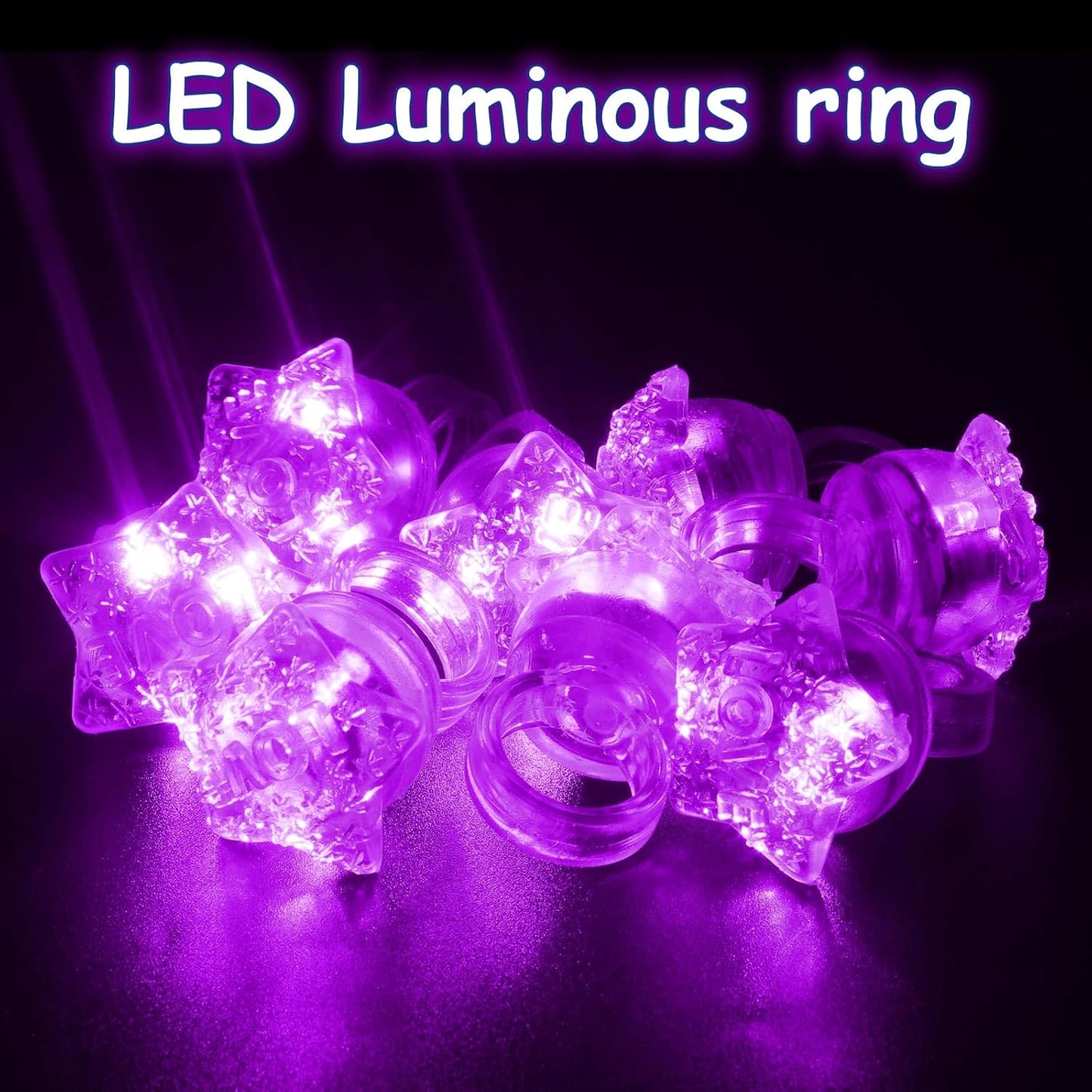 24 Pack Light Up Star Rings Glow in the Dark Party Flashing LED Jelly Finger Rings for July 4th,Halloween,Christmas,Concert,Goodie Bag Fillers,Raves