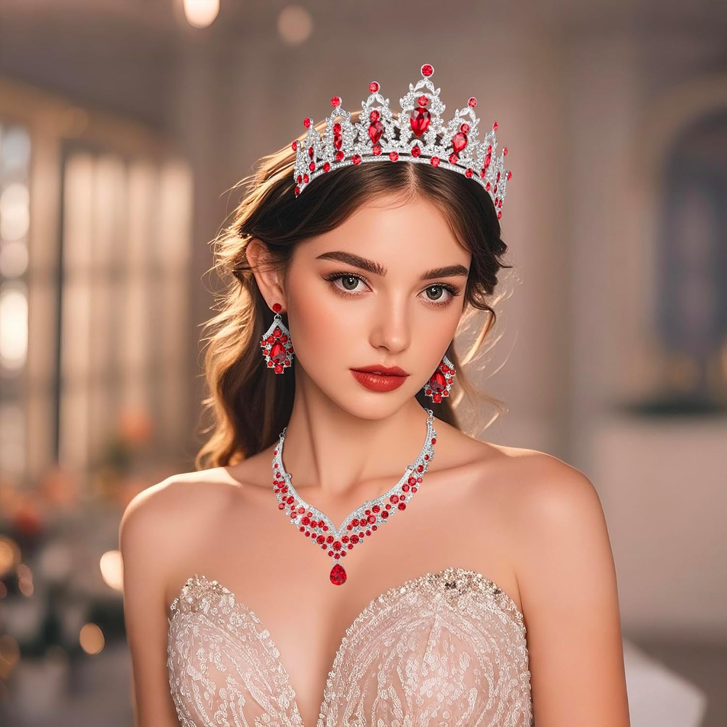 Crowns and Tiaras jewelry sets for Wedding princess birthday party Halloween Prom Pageant Jewelry for Women Crystal Bridal Jewelry Set for women