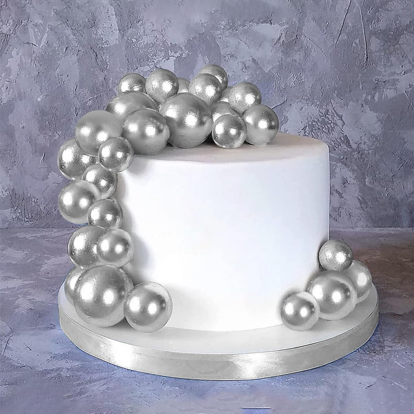 36 Pack Balls Cake Topper Decorations Foam Balloons Cake Decorations Sticks Mini Balloons Cake Toppers Balls Cake Picks for Baby Shower Wedding Anniversary Birthday Party Decorations Silver