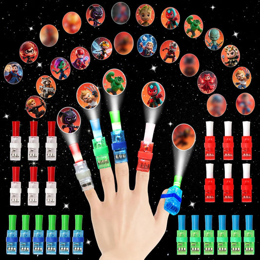 Superhero Finger Lights, 24 PCS Glow in the Dark LED Flashlights Hero Theme Party Favors, Bulk Fun Light Up Toys for Halloween Trick or Treats, Classroom Rewards, Party Goodie Bag Fillers & Kids Gifts
