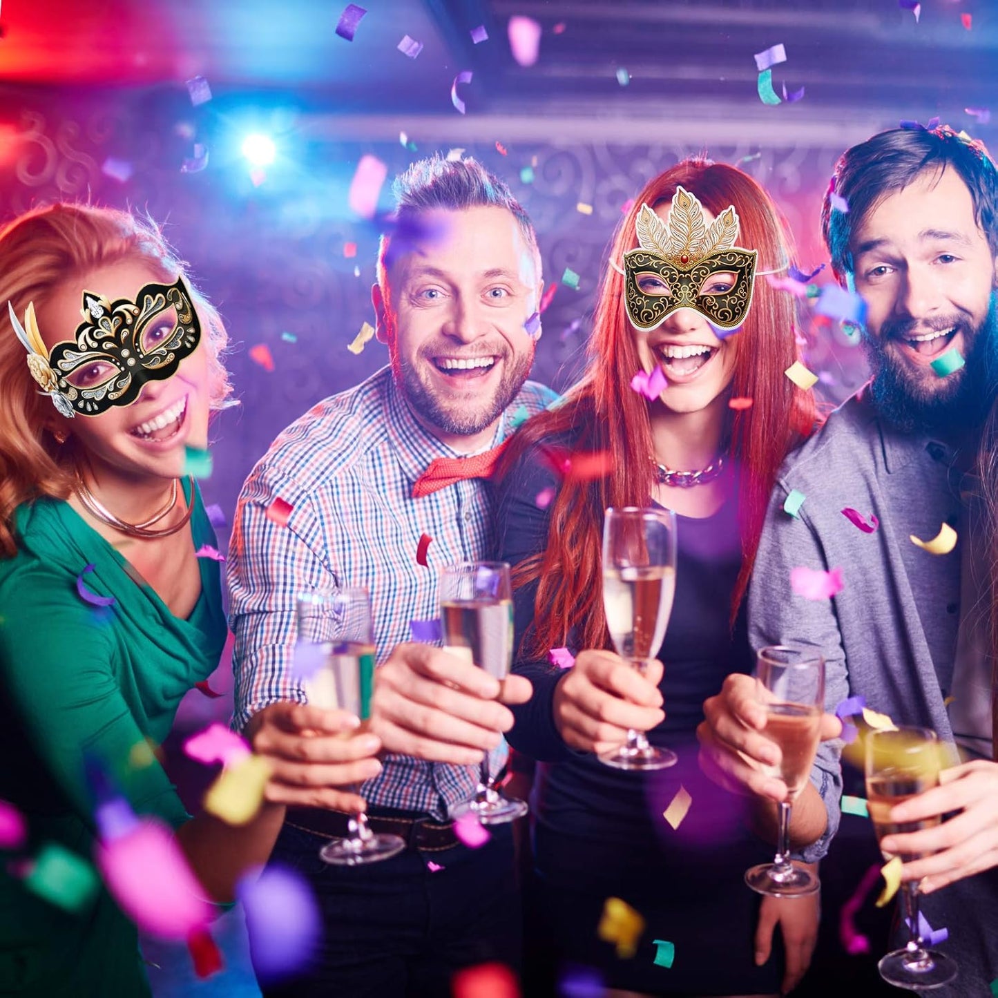 Sumind 12 Pieces Mardi Gras Mask Bulk Venetian Carnival Mask Retro Punk Masquerade Party Decoration for Mardi Gras Fancy Costume Halloween Party Supplies