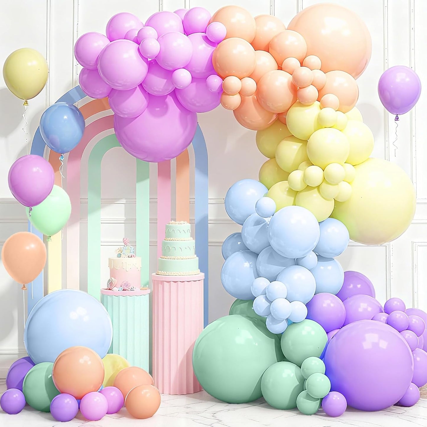 126Pcs Pastel Rainbow Balloons Arch Garland Kit, Macaron Balloon Arch Kit,18/10/5 Inch Pastel Spring Balloon Arch for Unicorn Theme Party,Easter Spring Birthday Party,Baby Shower,Wedding Decoration
