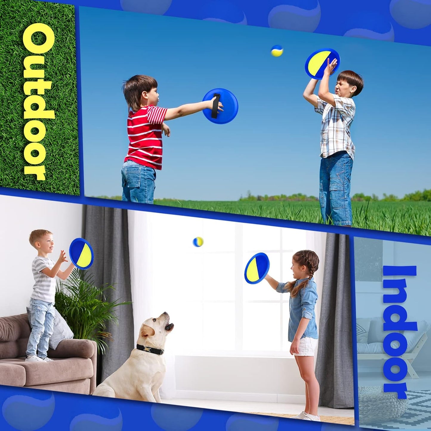 Charniol Kids Toys Toss and Catch Game Set 12 Paddles 6 Balls Beach Game Outdoor Ball Sports Games Toss and Catch Ball Set with Paddles Ball Nylon Catch Toys for Kids Adults