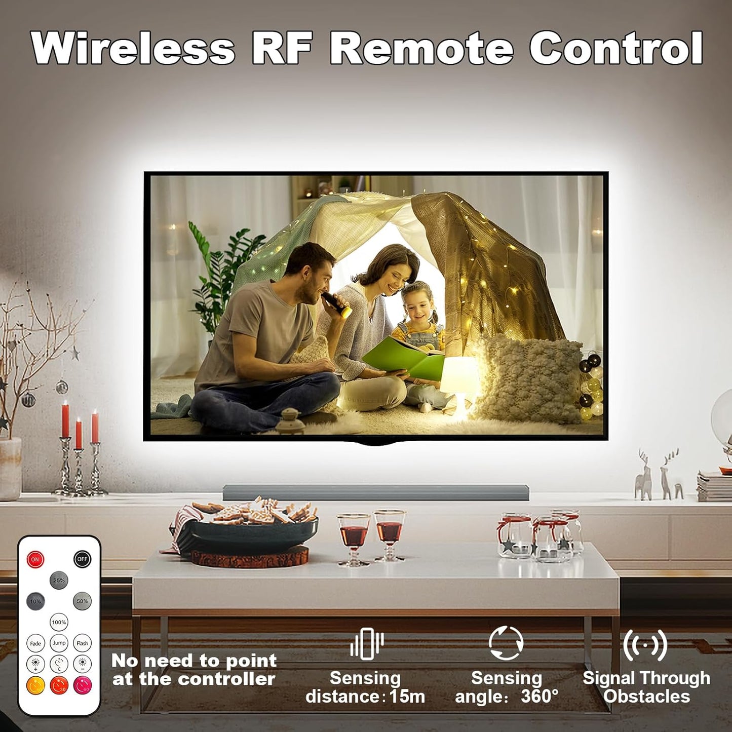 White COB Led Strip Light Max with RF Remote, 16.4ft 6500K Dimmable Ultra Bright Daylight White COB Light Strip, Indoor COB Led Lights for Mirror, Ceiling, Kitchen, Room, Cabinet, Closet